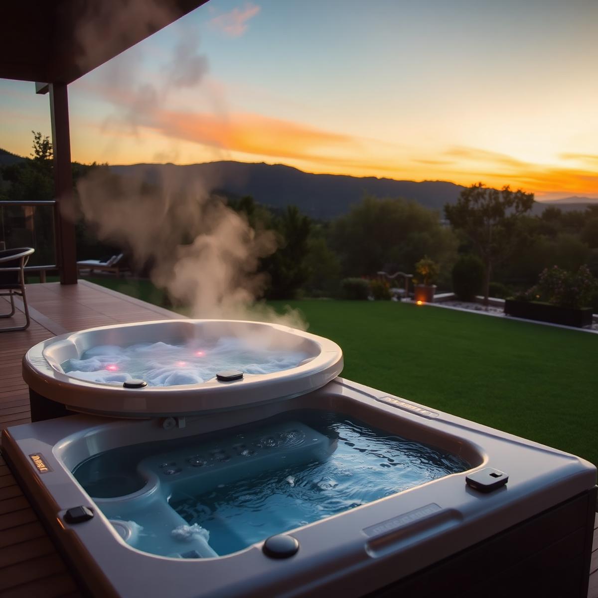 Spa installé par AT Piscines sur une terrasse dans l'Hérault